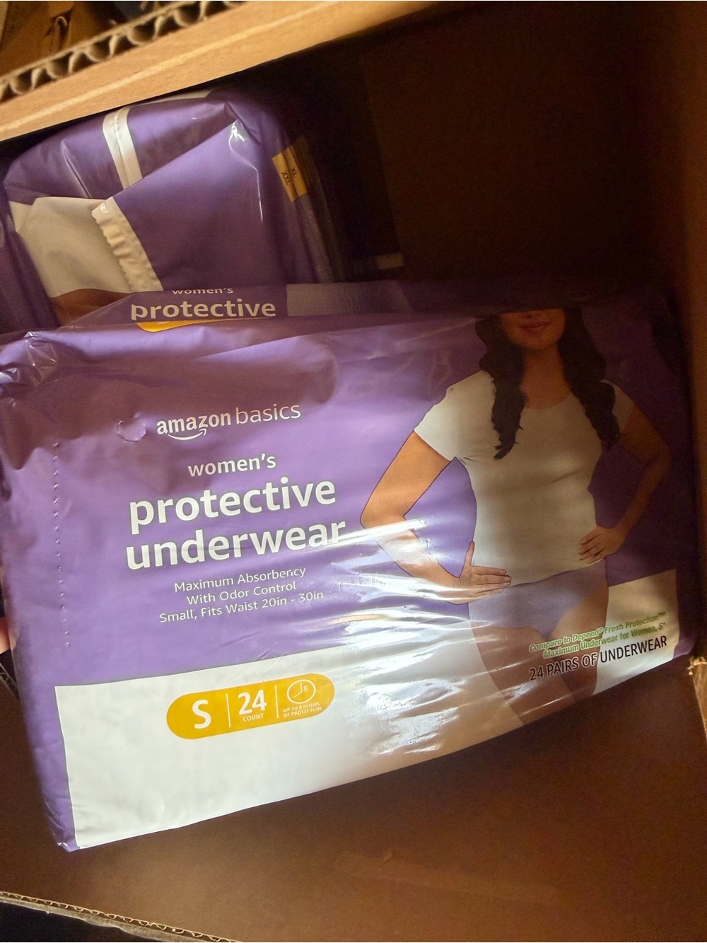 Amazon Basics Women's Protective Underwear - Small, Purple - 24 Pack